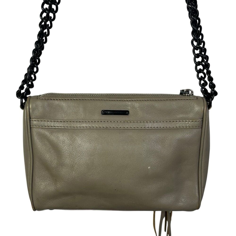 REBECCA MINKOFF Mac M.A.C. Leather Crossbody Shoulder Bag Purse Gray Chain - Picture 6 of 12